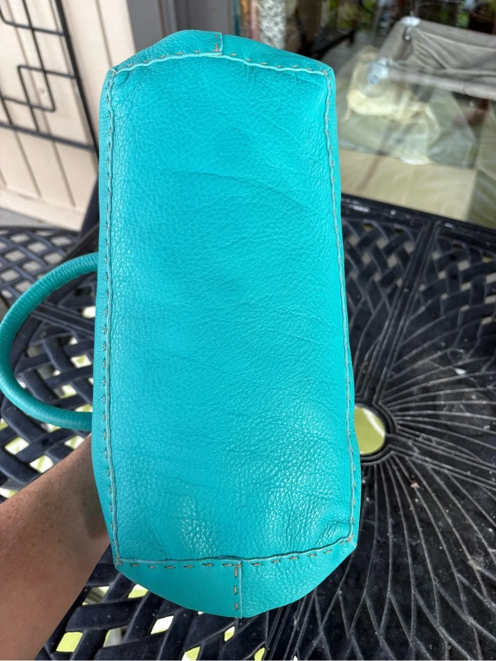 Authentic FENDI Vintage Medium Selleria Leather Doctor Bag - Turquoise